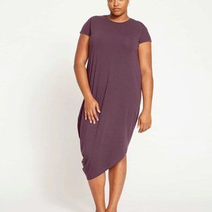 NWT Universal Standard Geneva Short-Sleeve Crewneck Dress in Faded Plum (2/4)